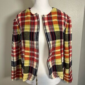 St. John Multicolor Plaid Blazer